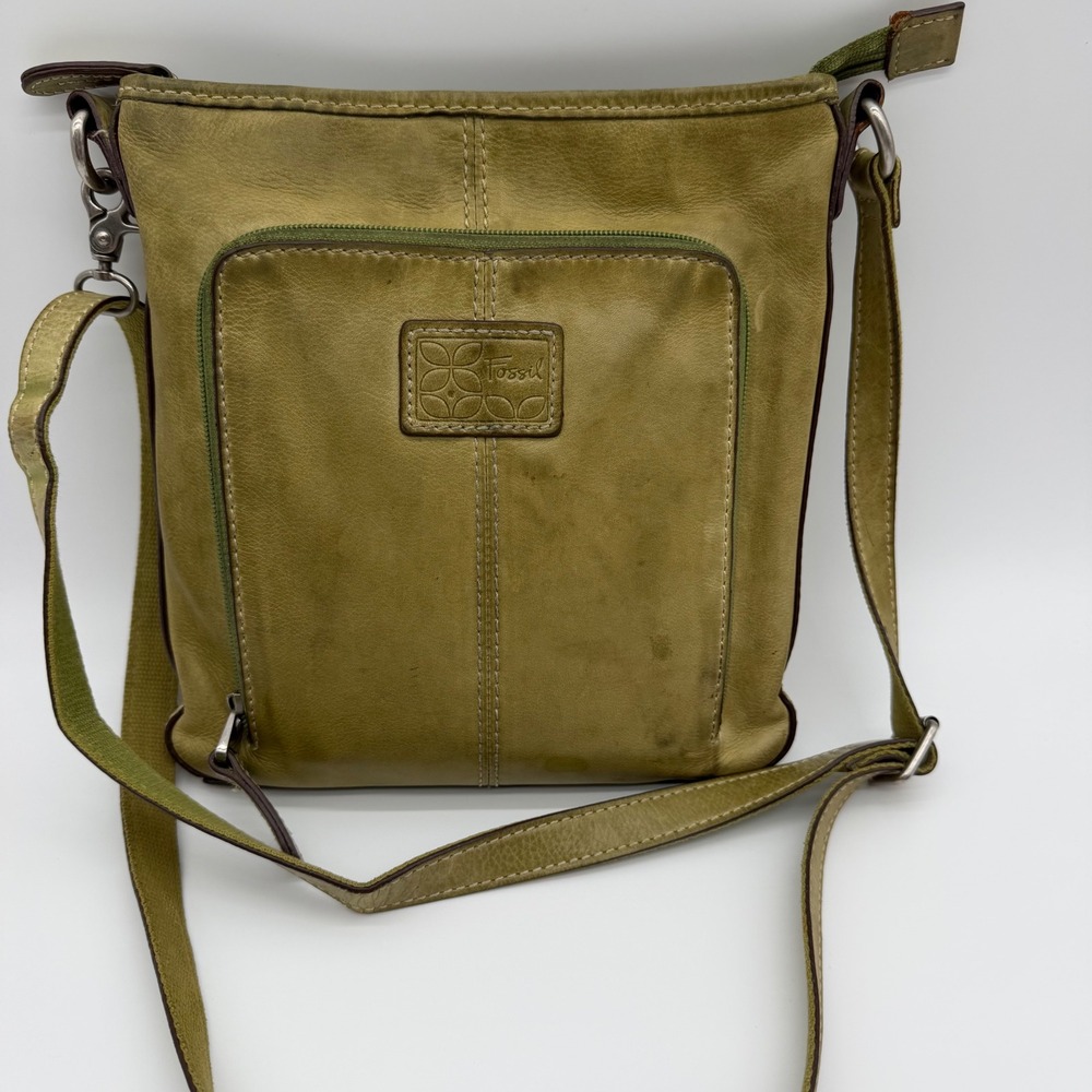 Fossil Olive Green Leather Crossbody Bag ZB2509 Messenger Purse